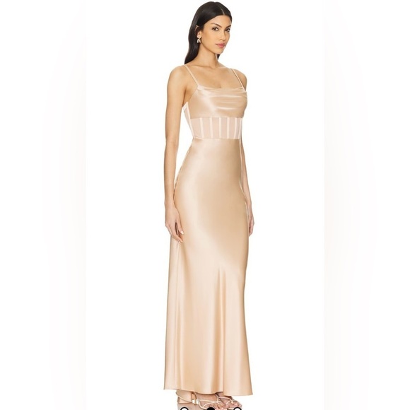 Alice + Olivia Dresses & Skirts - Alice + Olivia Valentina Satin Maxi Dress in Almond